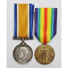 WW1 British War & Victory Medal Pair - Pte. S. Robinson, Cheshire Regiment - Wounded