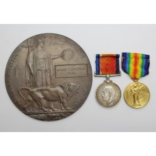 WW1 British War Medal, Victory Medal & Memorial Plaque - Lieut. J.C. Jubb, 1/4th Bn. King's Own Yorkshire Light Infantry - K.I.A. (Somme)