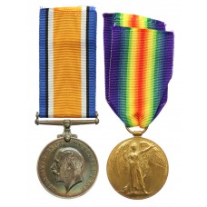 WW1 British War & Victory Medal Pair - Pte. A.J. Fowler, East Kent Regiment