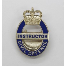 Civil Defence Instructor Enamelled Lapel Badge - Queen's Crown
