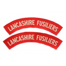 Pair of Lancashire Fusiliers (LANCASHIRE FUSILIERS) WW2 Printed Shoulder Titles