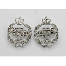 Pair of Royal Tank Regiment  (R.T.R.) Anodised (Staybrite) Collar Badges