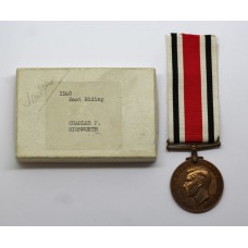 George VI Special Constabulary Long Service Medal in Box - Charles P. Rishworth, East Riding of Yorkshire Constabulary