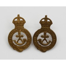 Pair of Notts Sherwood Rangers Yeomanry Collar Badges - King's Crown