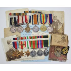 WW1 'Gallipoli Operations' Distinguished Service Medal Group of Six along with Sons WW2 T.E.M. Medal Group & Documents - Lg. Sign. R. Walmsley, Royal Navy