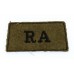 Royal Artillery (R.A.) WW2 Cloth Slip On Shoulder Title