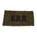 King's Royal Rifle Corps (K.R.R.) WW2 Cloth Slip On Shoulder Title