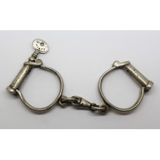Early Hiatt Best Warranted Wrought 'Darby' Style Police Handcuffs with Key
