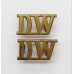 Pair of Duke of Wellington's Regiment (D.W.) Brass Shoulder Titles