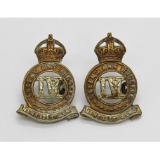 Pair of 4th Queen's Own Hussars Collar Badges - King's Crown