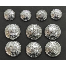 Set of 10 Southampton Police Buttons - Queen's Crown