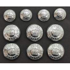 Set of 10 Buckinghamshire Constabulary Buttons - Queen's Crown