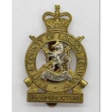 Kent & County of London Yeomanry (Sharpshooters) Bi-metal Cap Badge - Queen's Crown