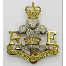 Royal Monmouthshire Royal Engineers Bi-metal Cap Badge - Queen's Crown