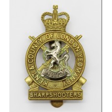 Kent & County of London Yeomanry (Sharpshooters) Bi-Metal Cap Badge - Queen's Crown