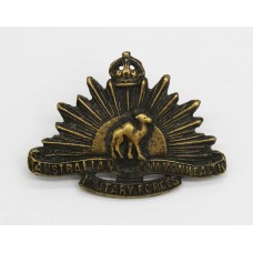 Rare WWI Australian Camel Corps Locally Cast Brass Collar Badge