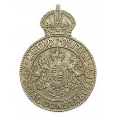 Metropolitan Police Special Constabulary White Metal Cap Badge - King's Crown