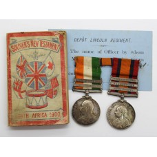 Queen's South Africa (Clasps - Cape Colony, Paardeberg, Johannesburg) and King's South Africa (Clasps - South Africa 1901, South Africa 1902) Medal Pair - Pte. G.W. Parker, 2nd Bn. Lincolnshire Regiment