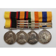 Queen's Sudan, QSA (Clasps - Cape Colony, Paardeberg, Johannesberg), KSA (Clasps - South Africa 1901, South Africa 1902) and Khedives Sudan (Clasps - The Atbara) Medal Group of Four - Serjt. J. Playle, Lincolnshire Regiment