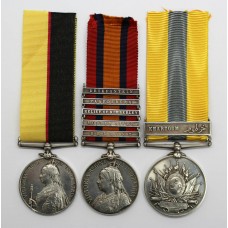 Queen's Sudan, QSA (Clasps - Belmont, Modder River, Relief of Kimberley, Paardeberg, Driefontein) and Khedives Sudan (Clasp - Khartoum) Medal Group of Three - Pte. J. Allison, Northumberland Fusiliers
