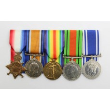 WW1 1914-15 Star, British War Medal, Victory Medal, WW2 Defence Medal & George VI Police LS&GC Medal Group of Five - Gnr. H. Rice, Royal Garrison Artillery (Gallipoli)