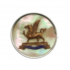 Monmouthshire Regiment Mother of Pearl and Silver Rim Sweetheart Brooch