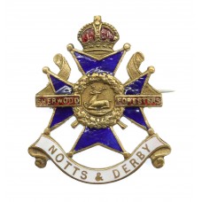 Notts & Derby Regiment Enamelled Sweetheart Brooch - King's Crown