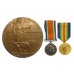 WW1 British War Medal, Victory Medal & Memorial Plaque - Pte. J.E. Walton, 2nd Bn. West Yorkshire Regiment - K.I.A.