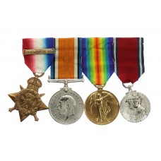 WW1 1914 Mons Star Trio and 1935 Silver Jubilee Medal Group of Four - Pte. R.E. Webb, Norfolk Regiment