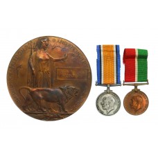 WW1 Mercantile Marine Medal Pair and Memorial Plaque - Mess Room Steward John William Middleton, S.S. Romeo