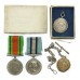 WW2 Defence Medal & EIIR Royal Observer Corps Medal Pair with 2 Hallmarked Silver Doncaster Rescue Station Mines Rescue Service Medallions - Leading Observer J.E. Jones
