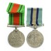 WW2 Defence Medal & EIIR Royal Observer Corps Medal Pair with 2 Hallmarked Silver Doncaster Rescue Station Mines Rescue Service Medallions - Leading Observer J.E. Jones