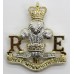 Royal Monmouthshire Royal Engineers Anodised (Staybrite) Cap Badge - Queen's Crown