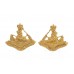 Pair of Rhodesia British South Africa Police Officer's Mess Dress Collar Badges - Queen's Crown