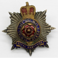 Royal Hampshire Regiment Officer's Cap Badge - Queen's Crown