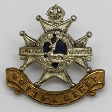 Notts & Derby Regiment (Sherwood Foresters) Officer's Cap Badge - King's Crown