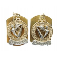 Pair of Queen's Royal Irish Hussars Anodised (Staybrite) Collar Badges