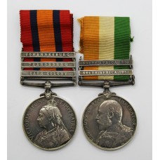 Queen's South Africa (Clasps - Cape Colony, Paardeberg, Johannesburg) and King's South Africa (Clasps - South Africa 1901, South Africa 1902) Medal Pair - Pte. B. Killingsworth, 2nd Bn. Lincolnshire Regiment