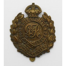 George V Royal Engineers WW1 Economy Cap Badge (Non Voided Centre)