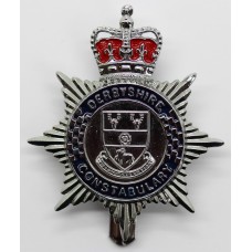 Derbyshire Constabulary Enamelled Cap Badge - Queen's Crown