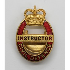 Civil Defence Instructor Enamelled Lapel Badge - Queen's Crown