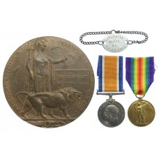 WW1 British War Medal, Victory Medal and Memorial Plaque - L.Cpl. T. Holt, 7th Bn. Loyal North Lancashire Regiment - Died of Wounds