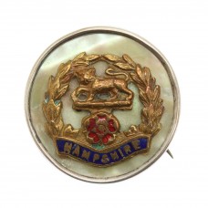 Hampshire Regiment Mother of Pearl & Silver Rim Sweetheart Brooch