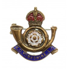 King's Own Yorkshire Light Infantry (K.O.Y.L.I.) Brass & Enamel Sweetheart Brooch - King's Crown