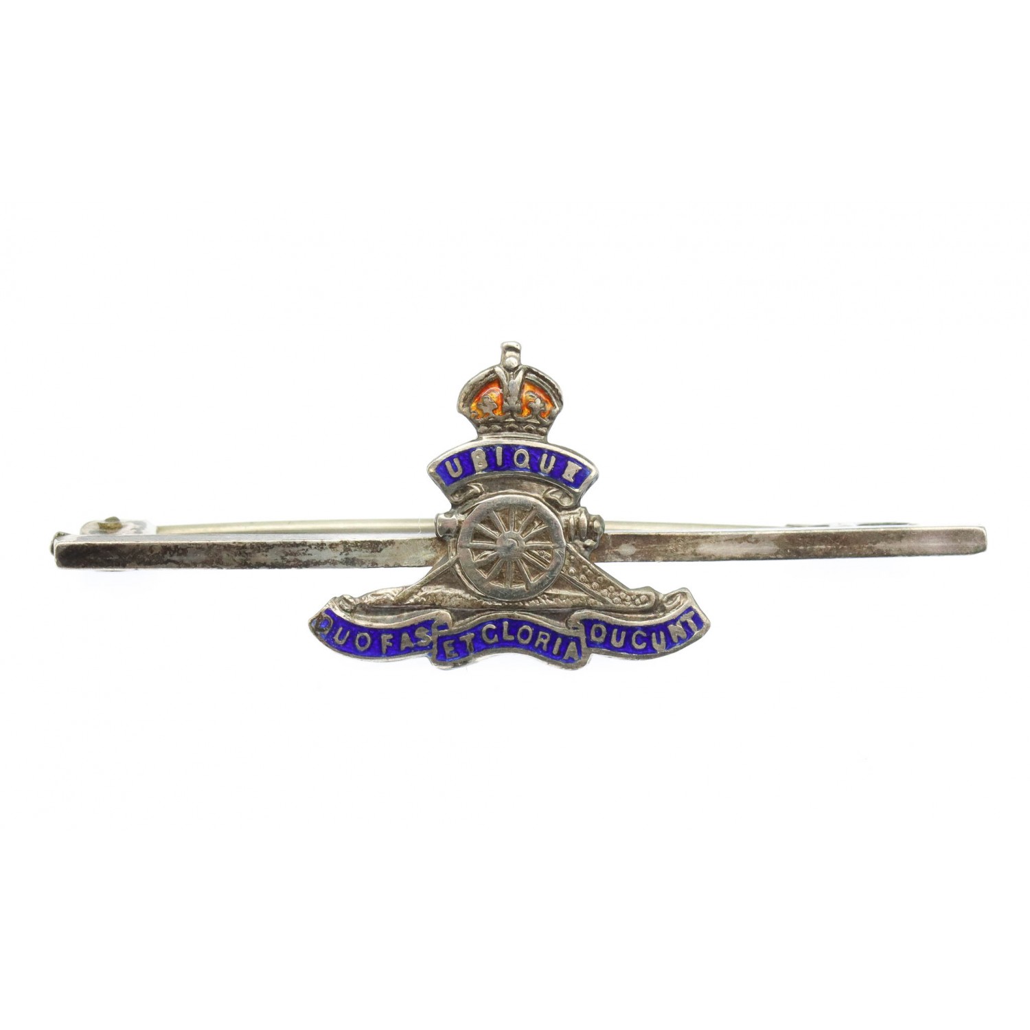 WWII Sterling Silver Sweetheart Love Token Ring Royal Artillery Enamel Badge RA