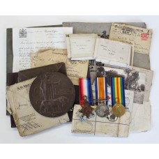 WW1 1914-15 Star Medal Trio & Memorial Plaque with Original Boxes & Docs - Sjt. F.R. Cox, 20th (3rd Public Schools) Bn. Royal Fusiliers - K.I.A.