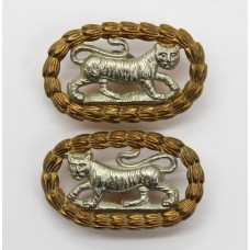 Pair of Leicestershire Regiment Bi-metal Collar Badges