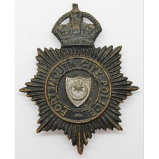 Portsmouth City Police Night Helmet Plate - King's Crown