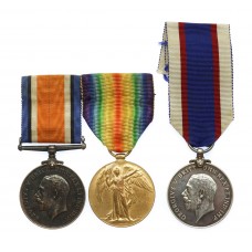 WW1 British War Medal, Victory Medal and Royal Fleet Reserve Long Service & Good Conduct Medal Group of Three - Gnr / Mne. S.C. Wayman, Royal Marine Artillery / Royal Fleet Reserve