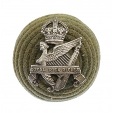 Royal Irish Rifles Officer's Green Cord Cap Boss Badge - King's Crown (c.1901-20)